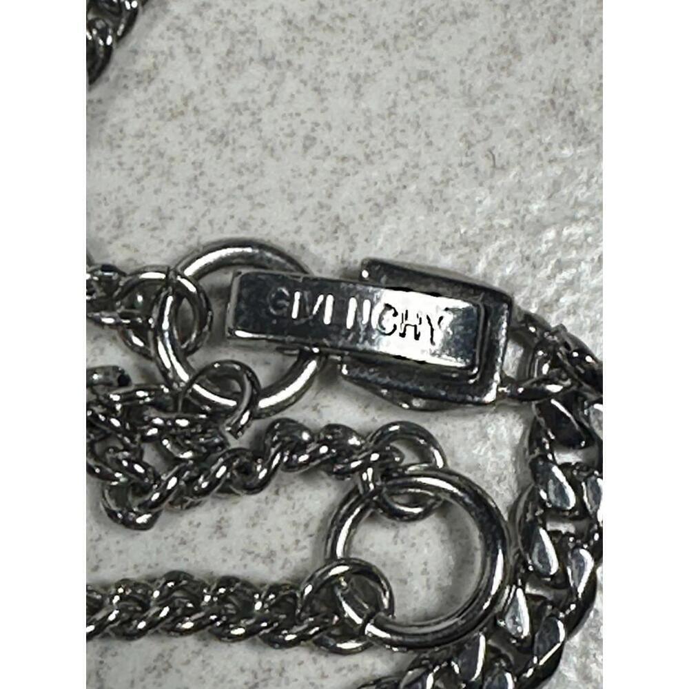 Givenchy Blue Crystal Statement Necklace 20” Silver Tone Designer Glam - Picture 5 of 7